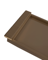 Laquered tray with leather wrapped handles in Taupe