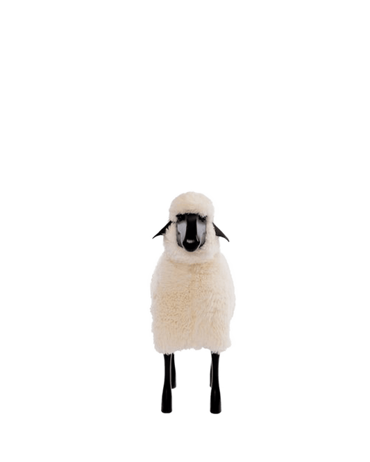 Life size Large black wood head up white Sheep - Maison SIA