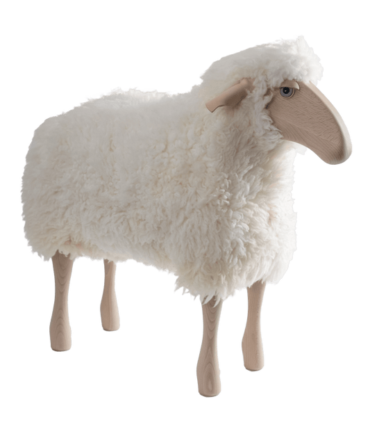 Lifesize Medium wood head up white Sheep - Maison SIA