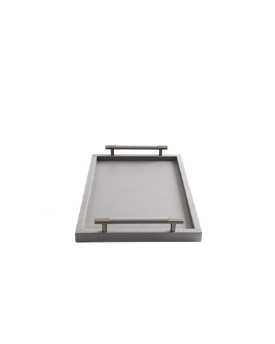 Light Grey Rectangular tray With Satin Gold Handles