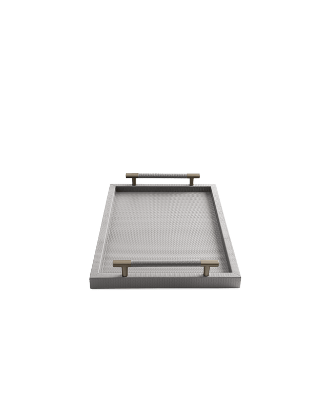 Light Grey Rectangular tray With Satin Gold Handles – Maison SIA