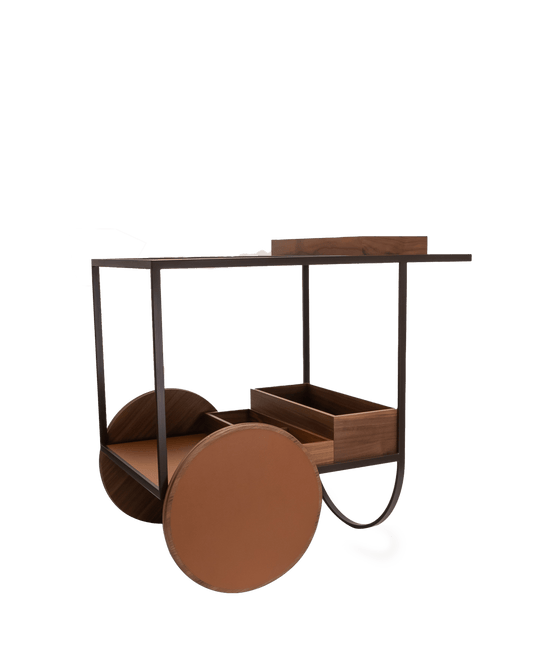 Magenta serving trolley in Camel - Maison SIA