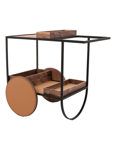 Magenta serving trolley with three removable trays - Camel