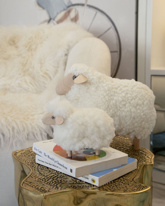 Medium Natural wood white Sheep - Maison SIA