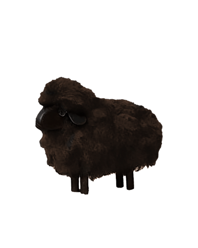 Miniature Brown Fur Sheep in Black Wood