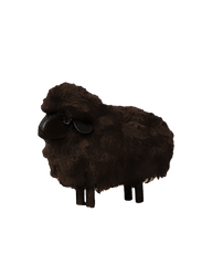 Miniature Brown Fur Sheep in Black Wood