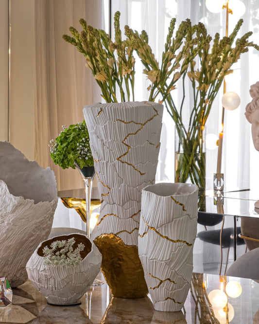 Mistral Gold Cracks & Base Vase - Maison SIA