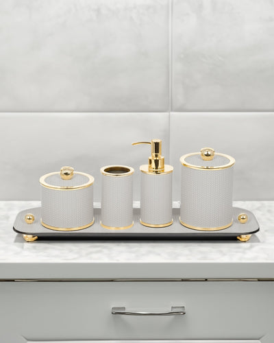 Olimpia large tray with gold details in Light grey