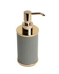 Olimpia round soap dispenser shiny brass in Light grey