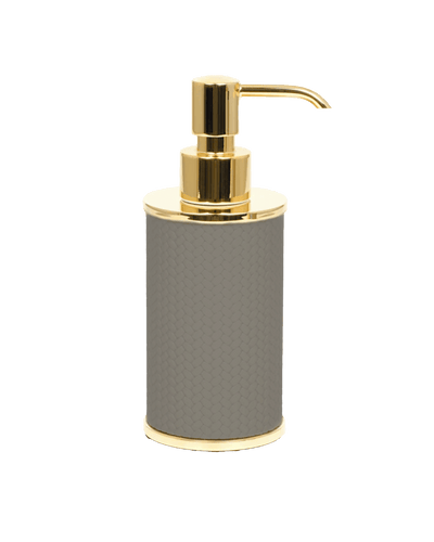 Olimpia round soap dispenser shiny brass in Light grey