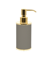 Olimpia round soap dispenser shiny brass in Light grey