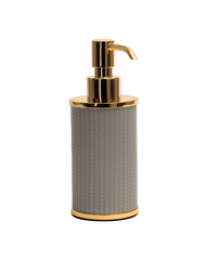 Olimpia round soap dispenser shiny brass in Light grey