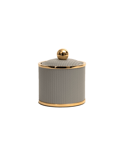 Olimpia Small round box shiny brass in Light grey