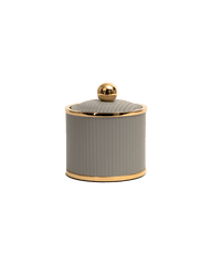 Olimpia Small round box shiny brass in Light grey