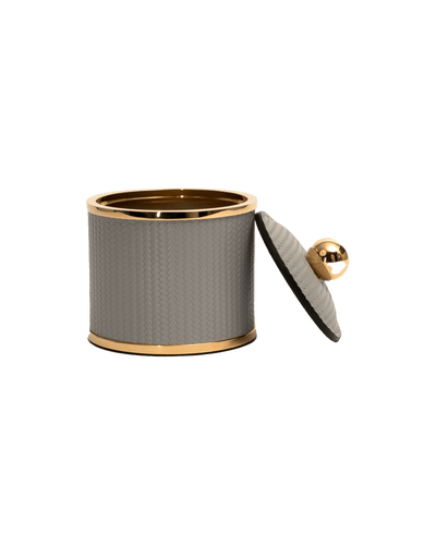 Olimpia Small round box shiny brass in Light grey