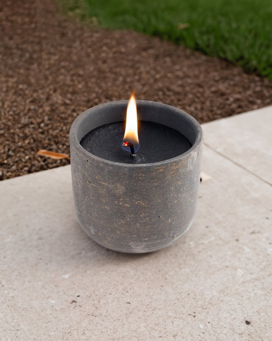 Outdoor Candle Matt grey/ gold - Maison SIA