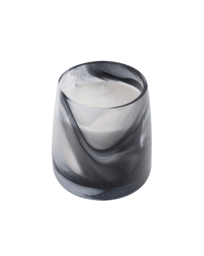 Scented Candle conical glass vase with black and white waves Large