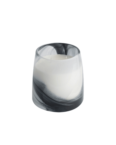 Scented Candle conical glass vase with black and white waves Medium