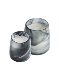 Scented Candle conical glass vase with black and white waves Medium