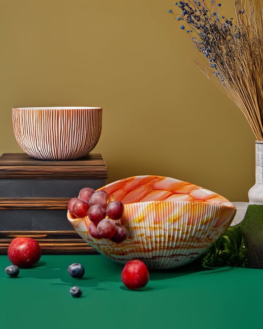 Shell Medium ivory with red threads bowl - Maison SIA