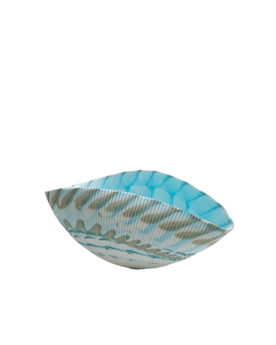 Shell medium ivory with turquoise threads bowl