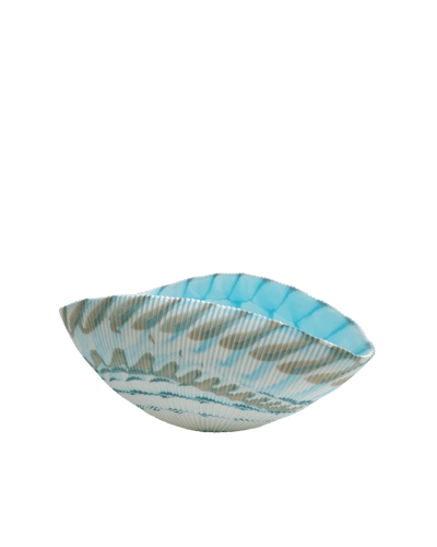 Shell medium ivory with turquoise threads bowl