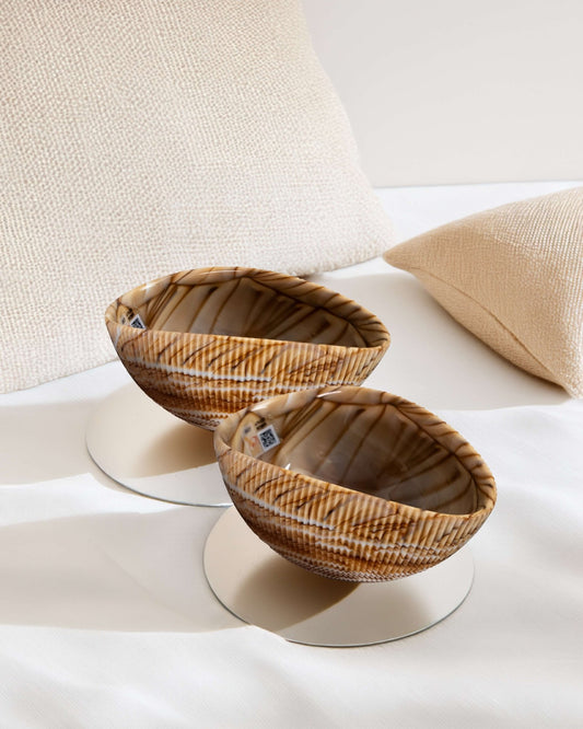 Shell mignon ivory with brown threads bowl - Maison SIA