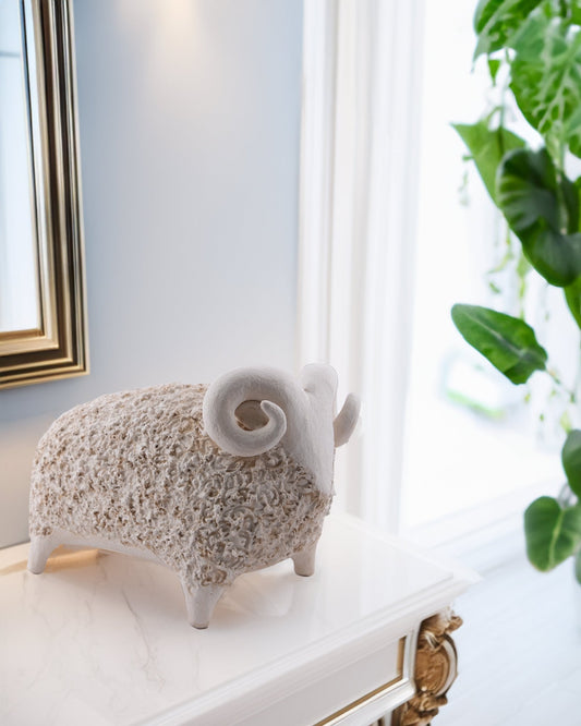 Small Ram In White - Maison SIA