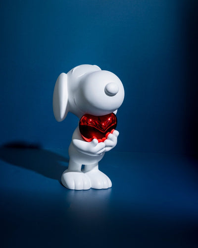 Snoopy Heart matt white & chromed Red