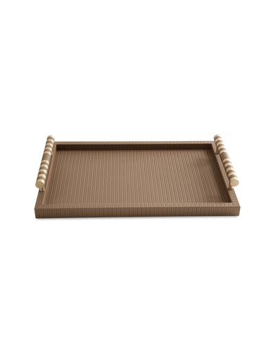 Taupe Rectangular tray With Chrome Brass Handle