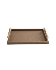 Taupe Rectangular tray With Chrome Brass Handle