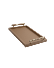 Taupe Rectangular tray With Chrome Brass Handle