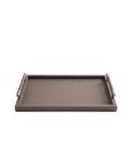 Taupe Rectangular tray With Satin Gold Handles