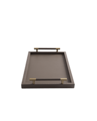 Taupe Rectangular tray With Satin Gold Handles