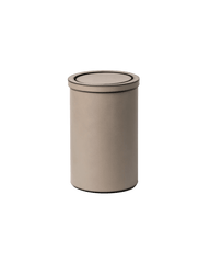 Taupe Round Metal Bin with Lid