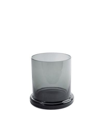 Vase with transparant thick baseplate - glass - smoke