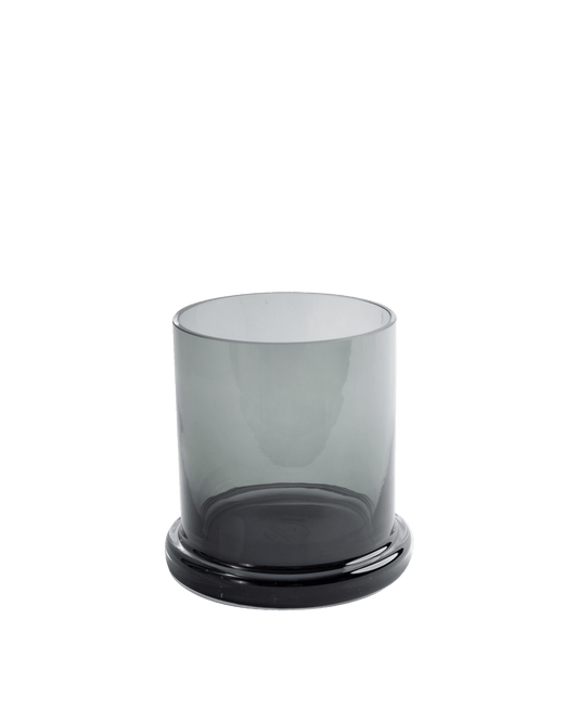 Vase with transparant thick baseplate - glass - smoke - Maison SIA