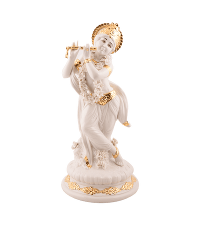 White & Gold Lord Krishna Idol