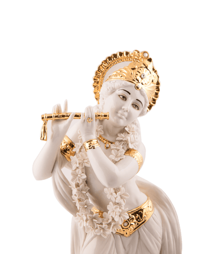 White & Gold Lord Krishna Idol