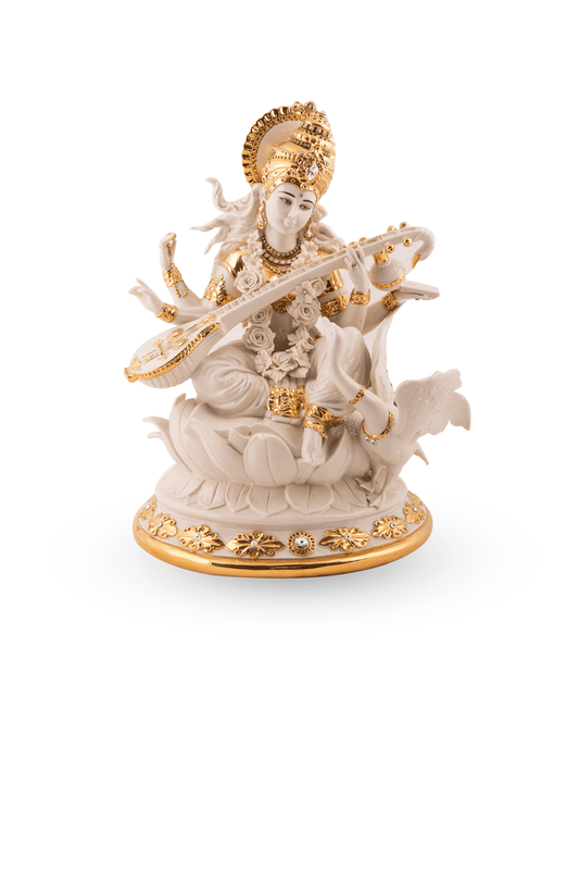 White & Gold Saraswati Idol - Maison SIA